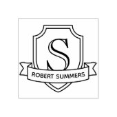 Schild en lint Monogram Initiaal Rubberstempel (Afrduk)