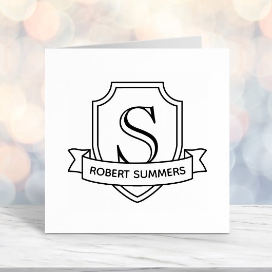 Schild en lint Monogram Initiaal Zelfinktende Stempel