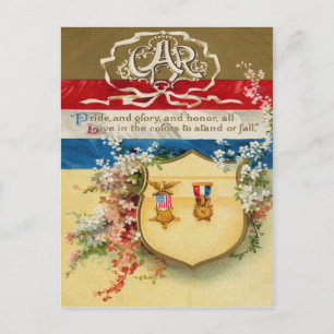 Schild Medaille Grand Army Of The Republic Bloemen Briefkaart