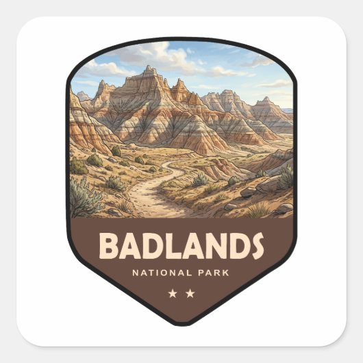 Schild van Badlands National Park Vierkante Sticker (Voorkant)