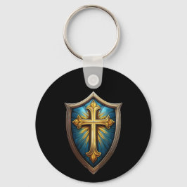 Schild van het Geloof Christelijke Gelovige Sleute Sleutelhanger