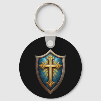 Schild van het Geloof Christelijke Gelovige Sleute Sleutelhanger