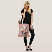 Schild van het geloof op roze rozen grote boodscha tote bag (Op model)