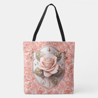 Schild van het Geloof op Roze Rozen Grote Tote Bag