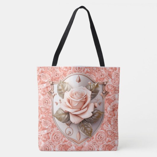 Schild van het Geloof op Roze Rozen Grote Tote Bag (Voorkant)