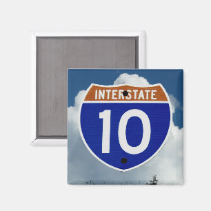 Schild van Interstate 10 Highway, Wolken en Lucht Magneet