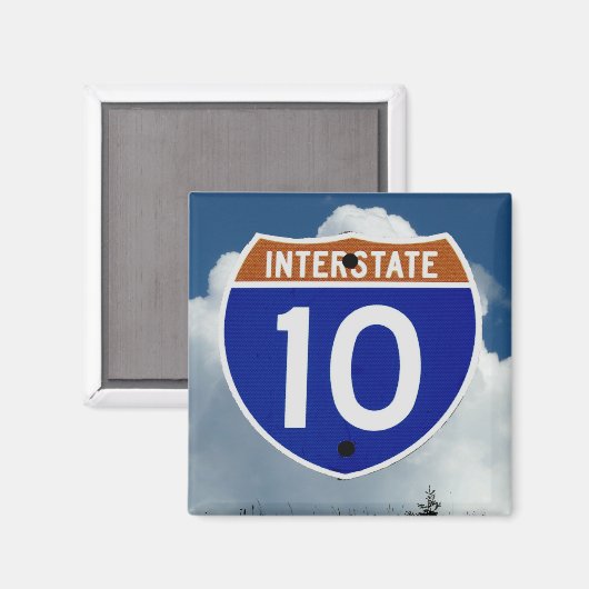 Schild van Interstate 10 Highway, Wolken en Lucht Magneet (Voorkant / Achterkant)