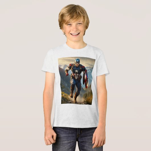 Schild van Justitie Captain America T-Shirt (Voorkant volledig)