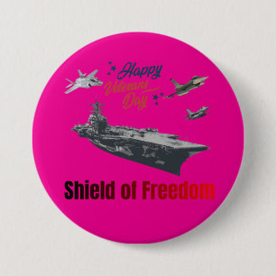 Schild van vrijheid heet roze ronde button 7,6 cm
