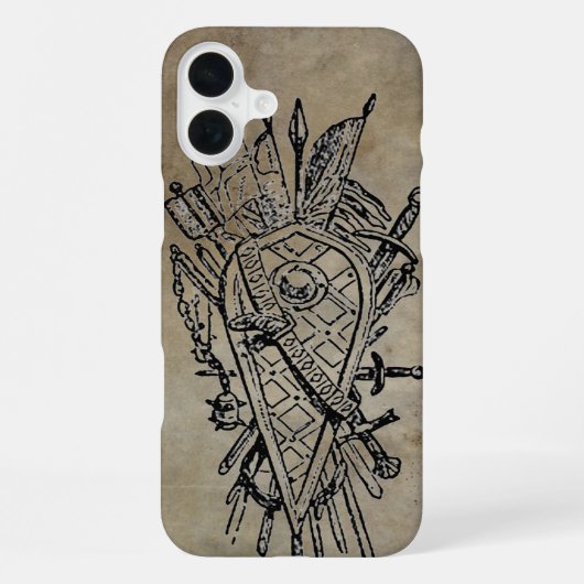Schild van zwaarden Faux-leder iPhone Hoesje (Achterkant)