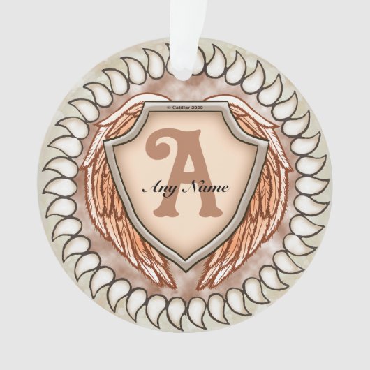 Schild Wings Monogram Ornament (voorkant)