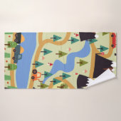 Schildbaar naadloos patroon met bergen, rivier, f badhanddoek (Badhanddoek)