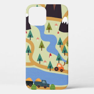 Schildbaar naadloos patroon met bergen, rivier, f Case-Mate iPhone case