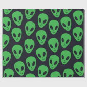 Schildbaar naadloos patroon met buitenaards gezich cadeaupapier (Vlak)