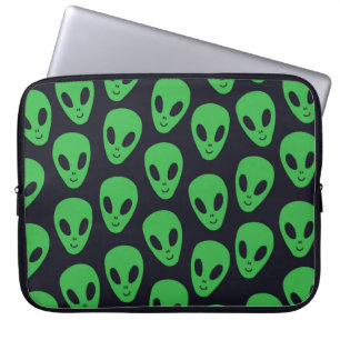 Schildbaar naadloos patroon met buitenaards gezich laptop sleeve