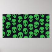 Schildbaar naadloos patroon met buitenaards gezich poster (Voorkant)