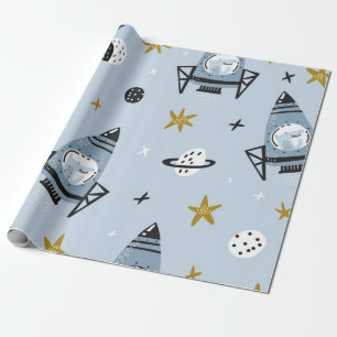 Schildbaar naadloos patroon met handgetekende ruim cadeaupapier