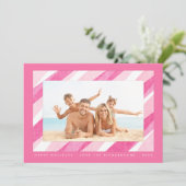Schildbare snoeprietstrip roze feestdag fotokaart feestdagenkaart (Staand voorkant)