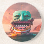 Schildboot Zandsteen Onderzetter (Voorkant)