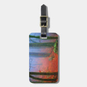 Schildbos herfst blauwe mist bagagelabel (Voorkant verticaal)