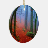 Schildbos herfst blauwe mist keramisch ornament (Rechts)