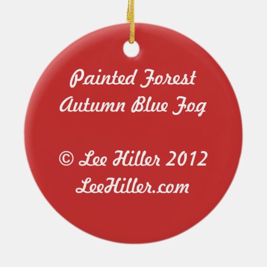 Schildbos herfst blauwe mist keramisch ornament (Achterkant)