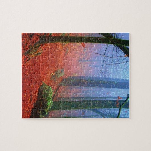 Schildbos herfst blauwe mist legpuzzel (Horizontaal)