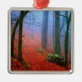 Schildbos herfst blauwe mist metalen ornament (Voorkant)