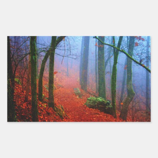 Schildbos herfst blauwe mist rechthoekige sticker (Voorkant)