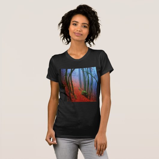 Schildbos herfst blauwe mist t-shirt (Voorkant volledig)