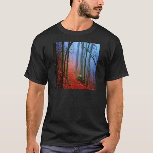Schildbos herfst blauwe mist t-shirt (Voorkant)