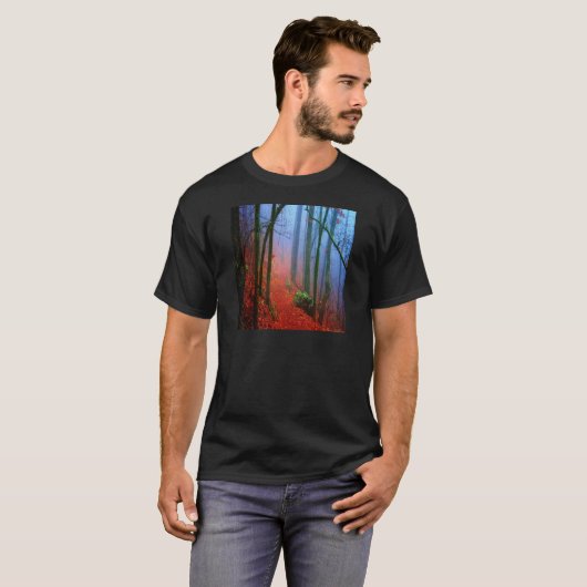 Schildbos herfst blauwe mist t-shirt (Voorkant volledig)