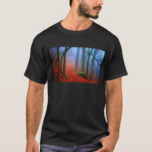 Schildbos herfst blauwe mist t-shirt