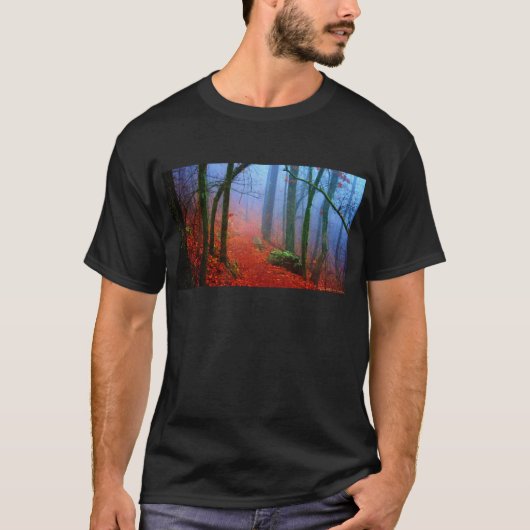 Schildbos herfst blauwe mist t-shirt (Voorkant)