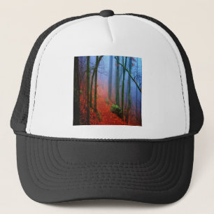 Schildbos herfst blauwe mist trucker pet