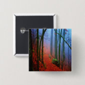 Schildbos herfst blauwe mist vierkante button 5,1 cm (Voorkant /achterkant)