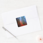 Schildbos herfst blauwe mist vierkante sticker (Envelop)