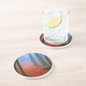 Schildbos herfst blauwe mist zandsteen onderzetter (Zijkant)