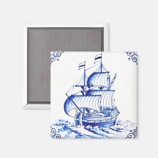 Schilder Blauwe  Zeilboot Magneet (Voorkant / Achterkant)