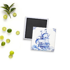 Schilder Blauwe  Zeilboot Magneet