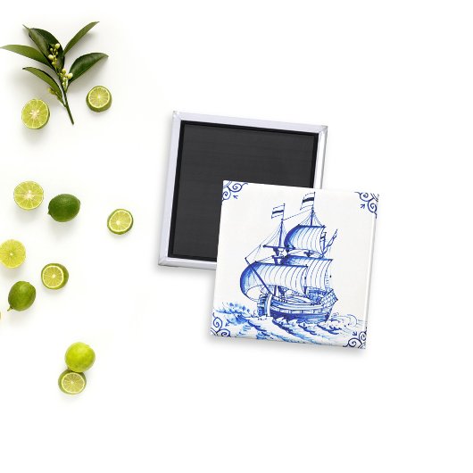 Schilder Blauwe  Zeilboot Magneet