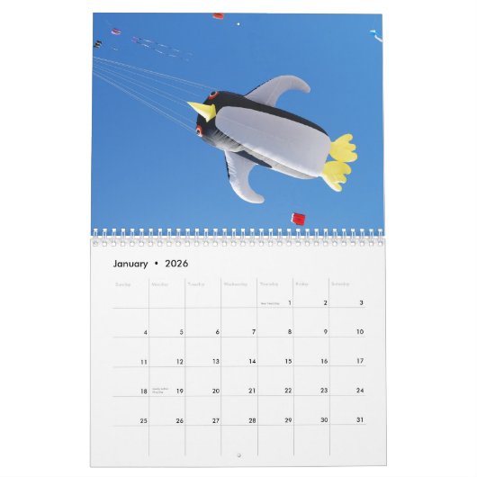 Schilder de agenda van de Sky Kite Kalender (Jan 2026)