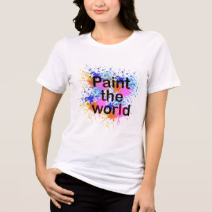 Schilder de wereld - Kleurrijke verf Splatter typo Tri-Blend Shirt