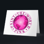 SCHILDER DE WERELD ROZE AARDE DIVERSITEIT VIERING KAART<br><div class="desc">Klassieke illustratie met een handgetekend centraal aardemotief in ombre roze kleuren. De tekst in de buitenste cirkel luidt "PAINT THE WORLD PINK". Extra tekst en zinnen kunnen worden toegevoegd door op de knop 'Ontwerp bewerken' te drukken - perfect voor het aanpassen voor jezelf, familie, vrienden, collega's / collega's of partners....</div>