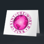 SCHILDER DE WERELD ROZE AARDE DIVERSITEIT VIERING KAART<br><div class="desc">Klassieke illustratie met een handgetekend centraal aardemotief in ombre roze kleuren. De tekst in de buitenste cirkel luidt "PAINT THE WORLD PINK". Extra tekst en zinnen kunnen worden toegevoegd door op de knop 'Ontwerp bewerken' te drukken - perfect voor het aanpassen voor jezelf, familie, vrienden, collega's / collega's of partners....</div>