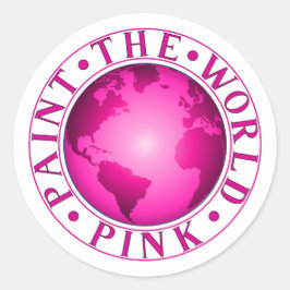 SCHILDER DE WERELD ROZE AARDE DIVERSITEIT VIERING RONDE STICKER