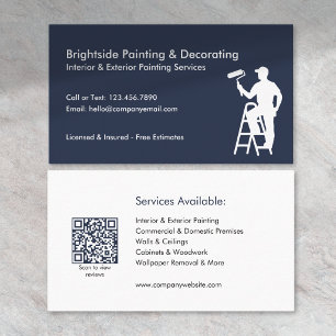 Schilder & Decorateur Diensten QR Code Blauw Wit Visitekaartje