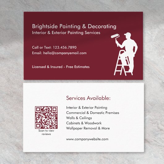 Schilder & Decorateur Diensten QR Code Rood Wit Visitekaartje