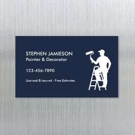 Schilder & Decorateur Schilderwerken Blauw Wit Magnetisch Visitekaartje