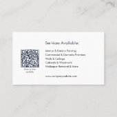 Schilder & Decorateur Vakvrouw QR Code Navy Wit Visitekaartje (Achterkant)